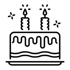 A cake icon designed in outline style 
