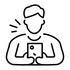 A person using smartphone icon designed in linear style