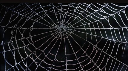 Spider Web on Black Background with Path. Arachnid Art in Creepy Setting