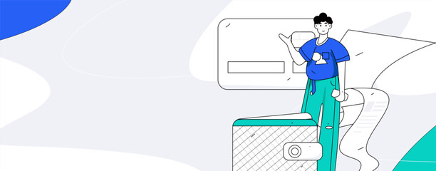 Online shopping payment security character flat vector concept operation hand drawn illustration
