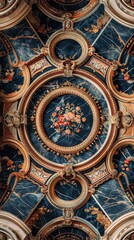 Obraz premium Baroque, barocco ornate marble ceiling non linear reformation design. elaborate ceiling with intricate accents depicting classic elegance and architectural beauty