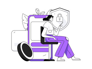 Online shopping payment security character flat vector concept operation hand drawn illustration
