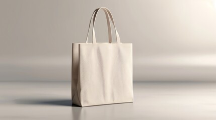 Blank white canvas tote bag isolated on white background.