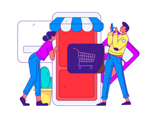 Online shopping payment security character flat vector concept operation hand drawn illustration
