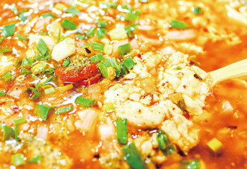 This is a tofu delicacy made with pickled peppers. It is sour and spicy, appetizing, and very delicious. Welcome to Chongqing, China to taste barbecue food.
