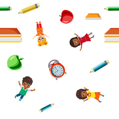 back to school, supplly and kids, set ,pattern