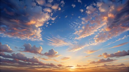 Dawn Sky with Sparse White Clouds - Illustration. Perfect for: Nature Blogs, Inspirational Quotes, Backgrounds, Digital Art