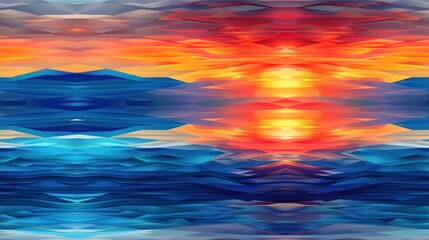 Sunset Over Blue and Orange Layers