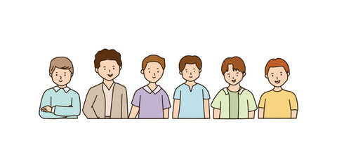 People of different races together in illustration