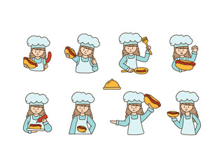 Hotdog Chef Cartoon Character Illustration