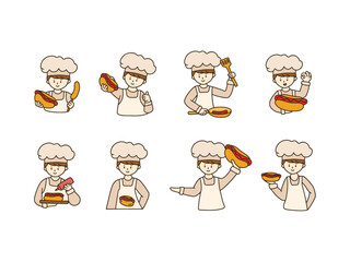 Obraz premium Hotdog Chef Cartoon Character Illustration