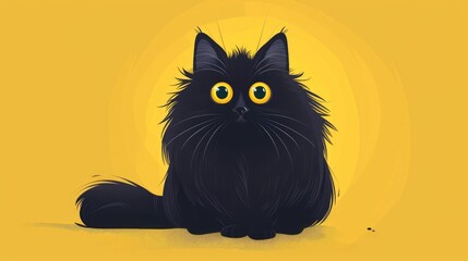 Plakat Pets concept with black fluffy cat banner for website