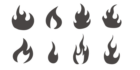 Flame icon neo tribal tattoo y2k hot print line and silhouette retro ornament seamless pattern. Fire set design elements isolated on white. 