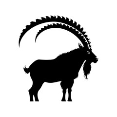 Ibex Silhouette - Ibex Vector - Illustration of Ibex - Wildlife Vector.