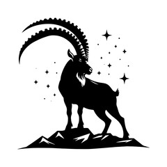 Ibex Silhouette - Ibex Vector - Illustration of Ibex - Wildlife Vector.
