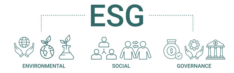 ESG concept banner icon contain of environmental, social and governance vector illustration