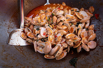 Stir fired Chili Clam, Thai Food, Seafood, Spicy.