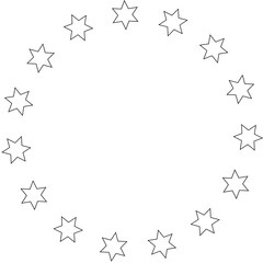 Stars in circle icon. Round star frame template