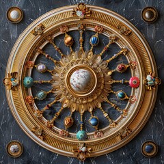 Fototapeta premium Baroque, barocco ornate marble ceiling non linear reformation design. elaborate ceiling with intricate accents depicting classic elegance and architectural beauty