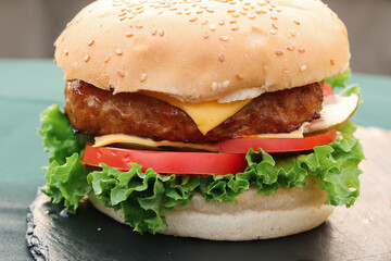 hamburger on a plate