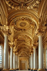 Obraz premium Baroque, barocco ornate marble ceiling non linear reformation design. elaborate ceiling with intricate accents depicting classic elegance and architectural beauty