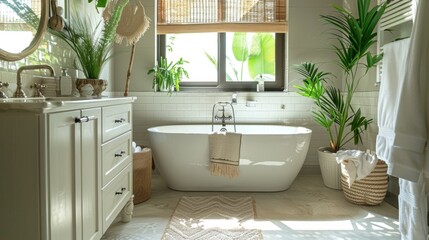 Modern bathroom styles: Clean lines, minimalistic design, and often incorporates materials like glass, chrome, and concrete. 
