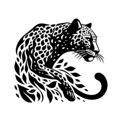 Wildlife Design - Minimalist Leopard Vector Silhouette - Leopard Illustration - Leopard Vector art.