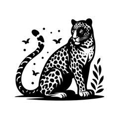 Obraz premium Wildlife Design - Minimalist Leopard Vector Silhouette - Leopard Illustration - Leopard Vector art.