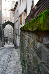 Pedestrian walkway in old part downtown Luxembourg city summer time