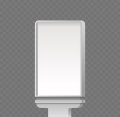 Realistic 3d Vector Blank Outdoor Billboard Mockup Isolated On Transparent Background. Vertical Screen Or Banner For Ads