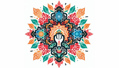 Colorful alpona image silhouette vector style, white background