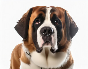 illustration of a funny  St Bernard portrait isolated on white background
