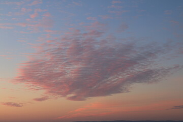 Pink sunrise in the sky.