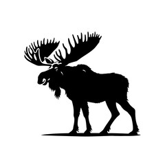 Obraz premium Moose Vector Silhouette - Minimalist Moose Vector art - Moose Illustration.