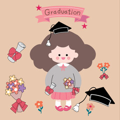 baby card, element graduation, cute student, cute uniform, cute graduation 