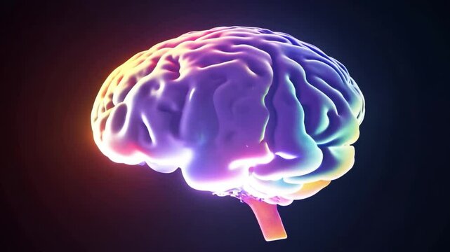 Concept art of a human brain exploding colorful particles