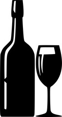 wine bottle and glass vector logo icon