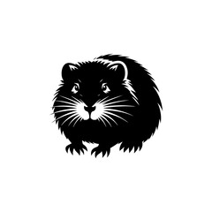 Minimalist Muskrat Silhouette - Muskrat Vector Design - Muskrat Illustration.