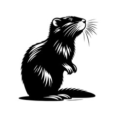 Minimalist Muskrat Silhouette - Muskrat Vector Design - Muskrat Illustration.