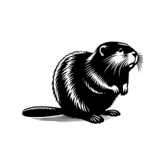 Minimalist Muskrat Silhouette - Muskrat Vector Design - Muskrat Illustration.