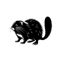 Minimalist Muskrat Silhouette - Muskrat Vector Design - Muskrat Illustration.