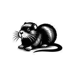 Minimalist Muskrat Silhouette - Muskrat Vector Design - Muskrat Illustration.