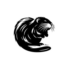 Minimalist Muskrat Silhouette - Muskrat Vector Design - Muskrat Illustration.