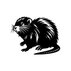 Minimalist Muskrat Silhouette - Muskrat Vector Design - Muskrat Illustration.