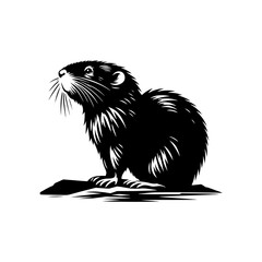 Minimalist Muskrat Silhouette - Muskrat Vector Design - Muskrat Illustration.