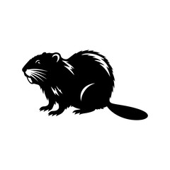 Minimalist Muskrat Silhouette - Muskrat Vector Design - Muskrat Illustration.