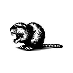 Minimalist Muskrat Silhouette - Muskrat Vector Design - Muskrat Illustration.