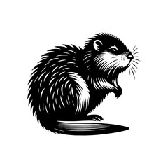 Minimalist Muskrat Silhouette - Muskrat Vector Design - Muskrat Illustration.