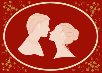 Beautiful young bride and groom couple in wedding dresses.