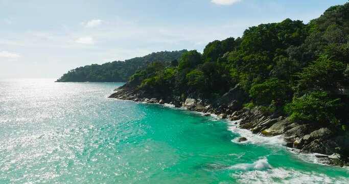 Aerial high angle view tropical island in thailand